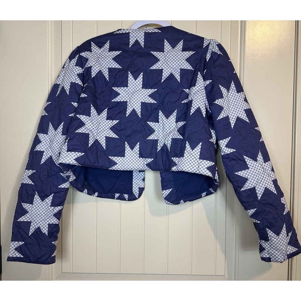 NWT Time and Tru Blue Stars Quilted Jacket Boxy Soft Cropped Sz XL‎ - Picture 7 of 7